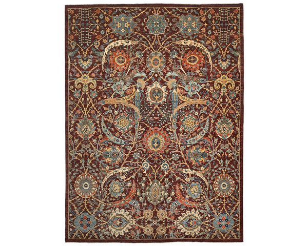 9x12 Burgundy Aryana Afghan Hand Knotted Veg Dye Wool Area Rug
